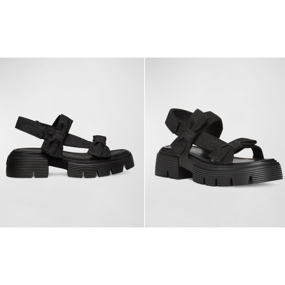 Stuart Weitzman Sofia Nolita Denim Dual Bow Slingback Sandals Size 9.5 $350